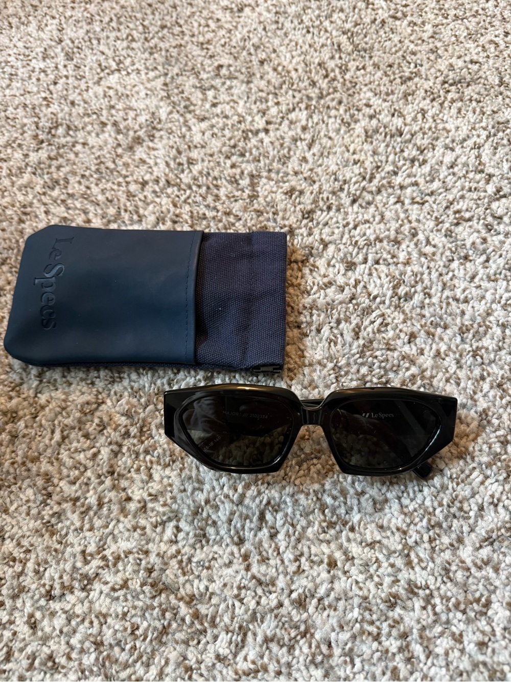 Le Specs Glossy Black Angular Cat-Eye Sunglasses